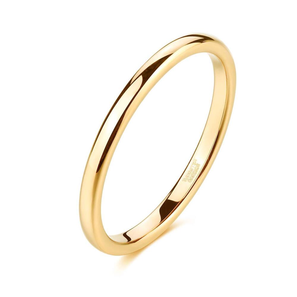 Gold Plated Tungsten Ring Women Wedding Band Size 8.5